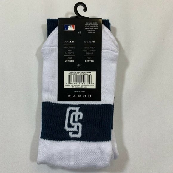 San Diego Padres PWKY Athletic Fit Socks Boy's Size M Navy Blue Tatis Machado - Picture 2 of 3